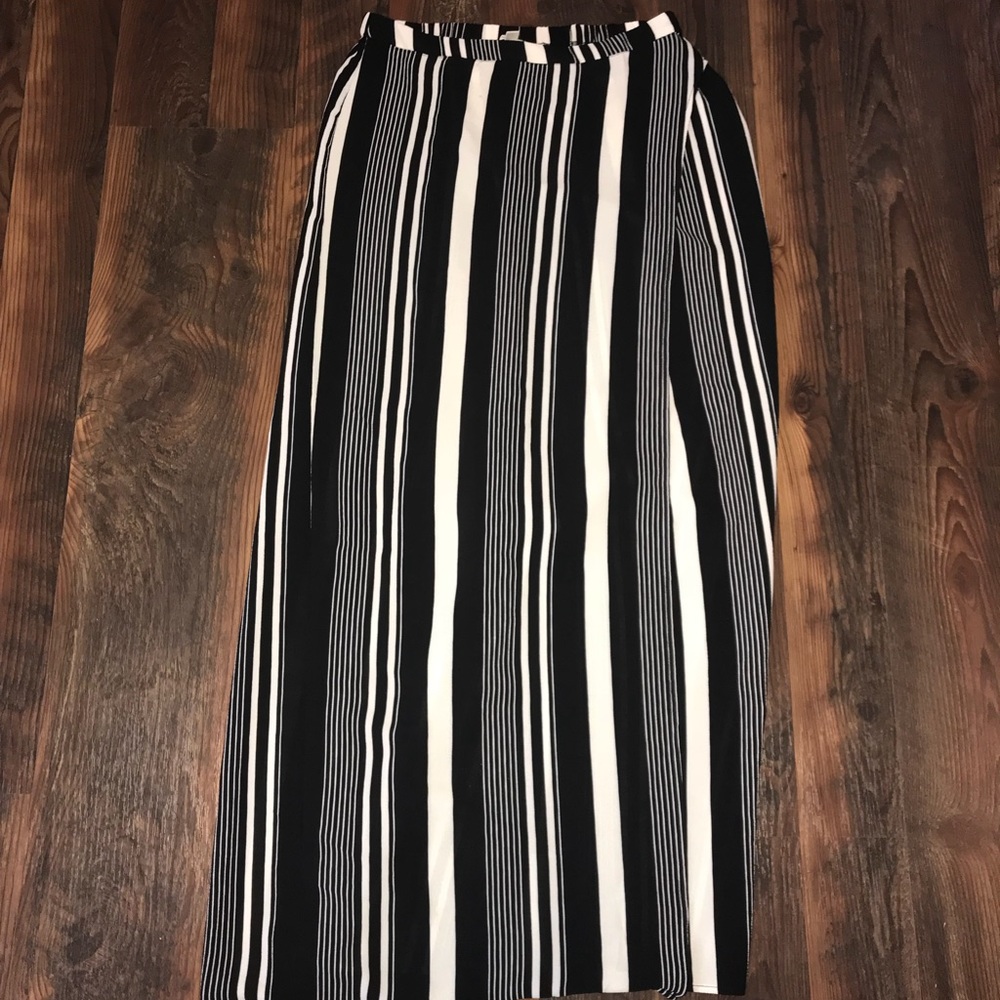 Maxi striped wrap skirt